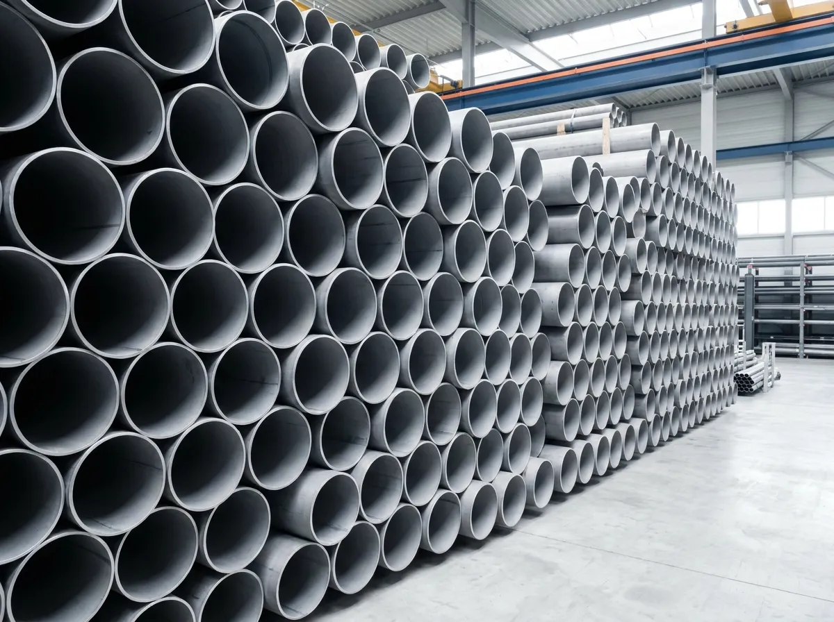 Stacked steel pipes