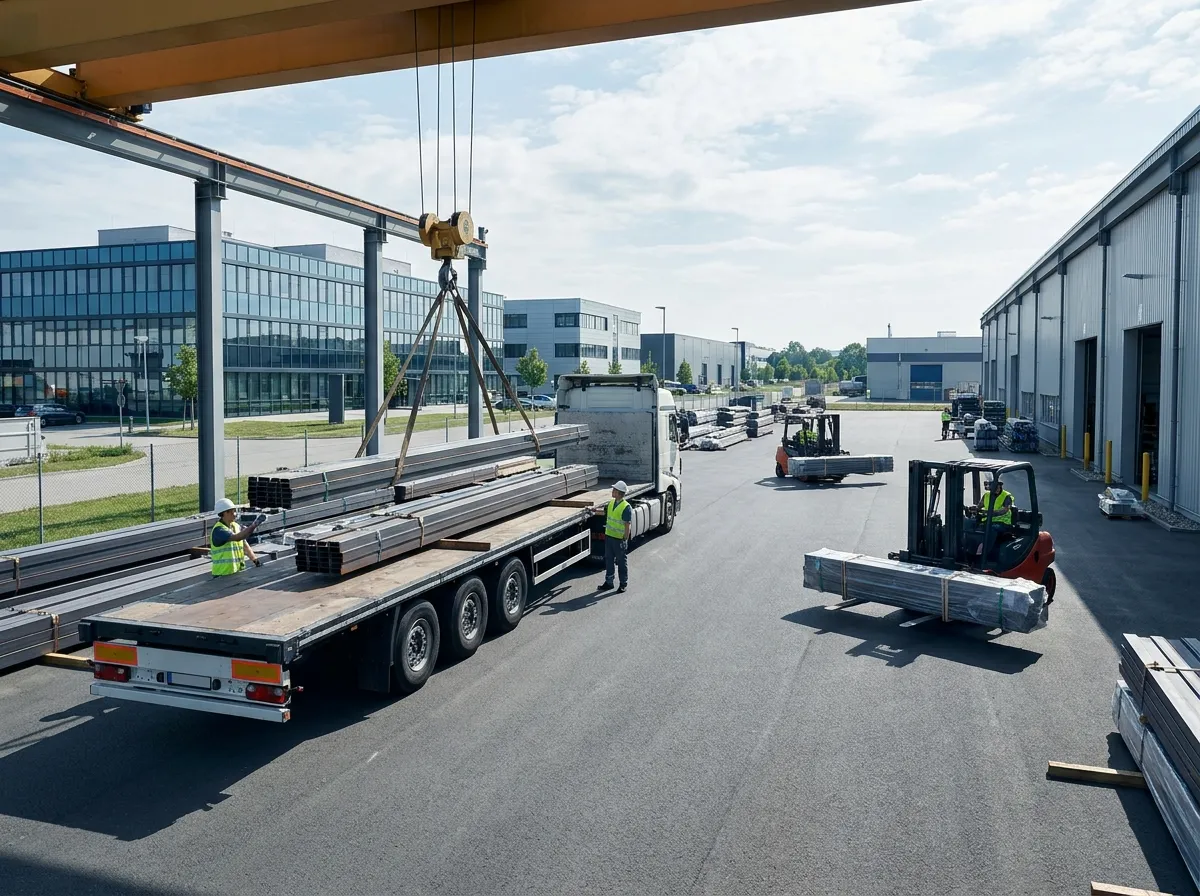 Logistics truck loading steel